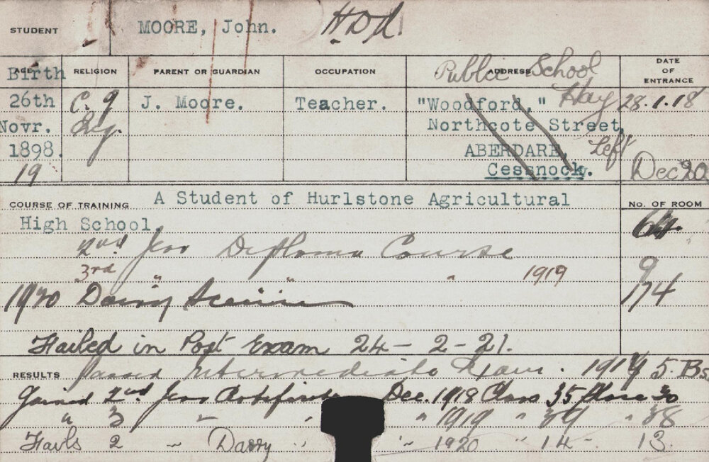MOORE, John (Hawkesbury Diploma of Agriculture (HDA))