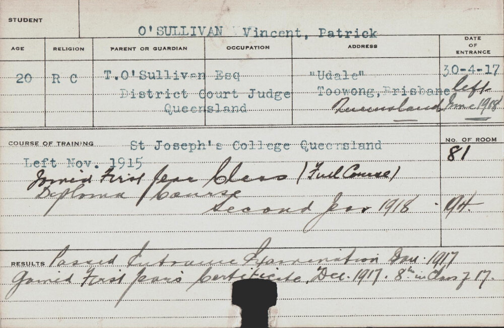 O'SULLIVAN, Vincent Patrick (Hawkesbury Diploma of Agriculture (HDA))
