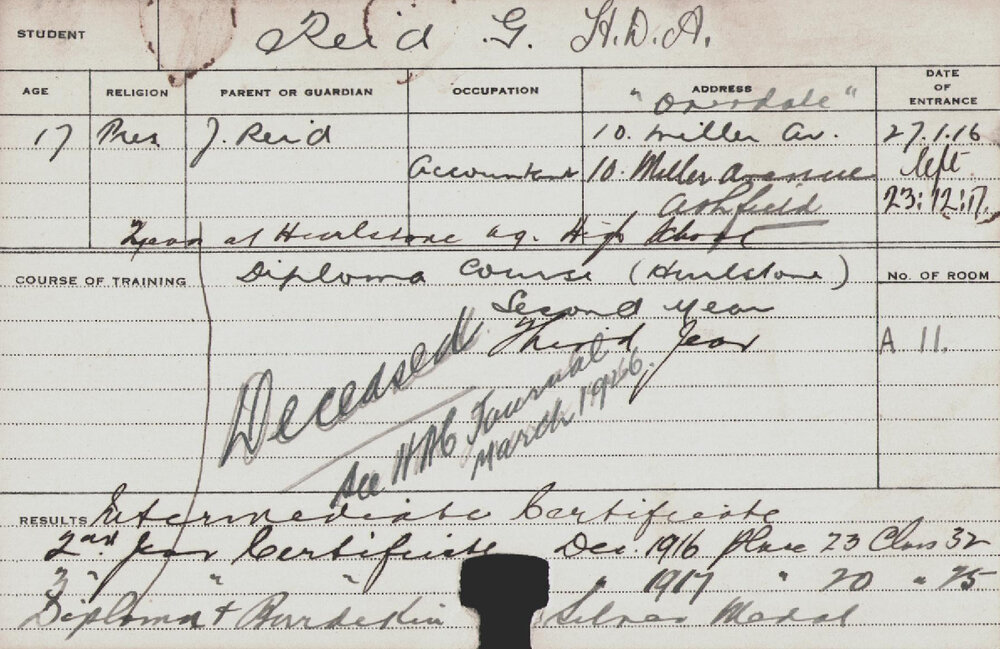 REID, G (Diploma Course)