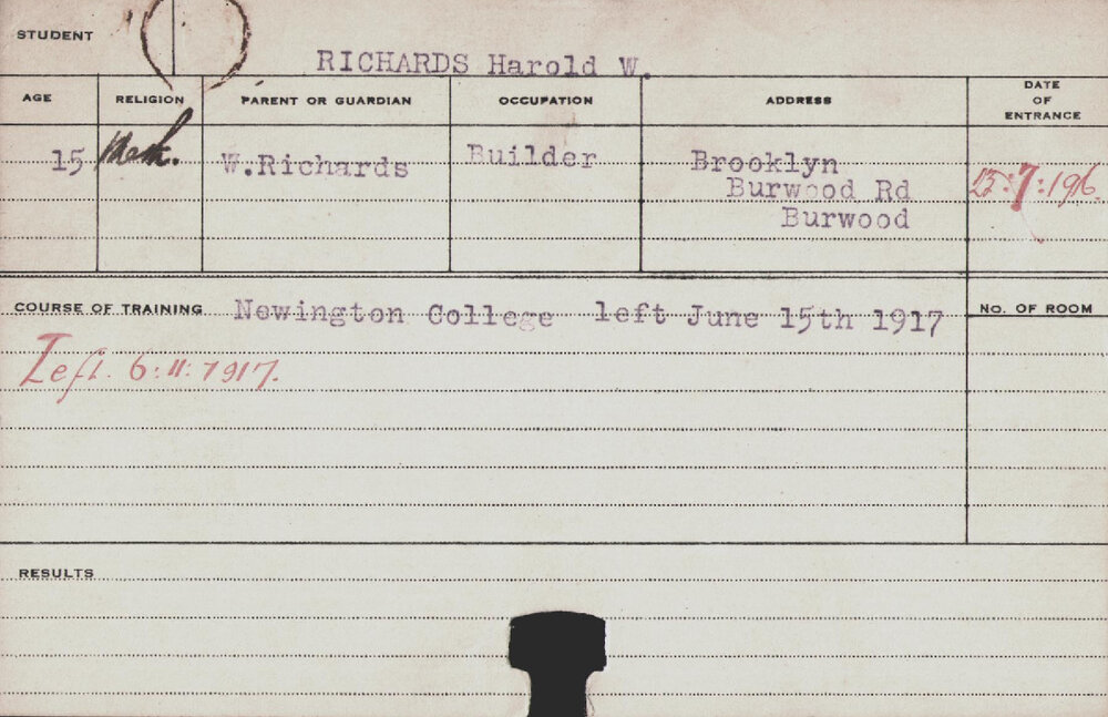 RICHARDS, Harold W (Course Not Identified)
