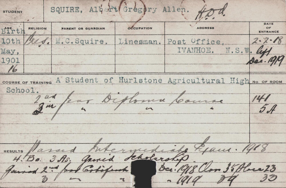 Squire, Albert Gregory Allen (Hawkesbury Diploma of Agriculture (HDA))