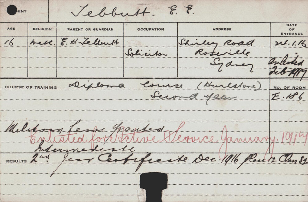 Tebbutt, EE (Diploma Course)
