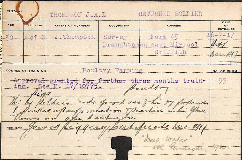 Thompson, JAL (Poultry Farming)