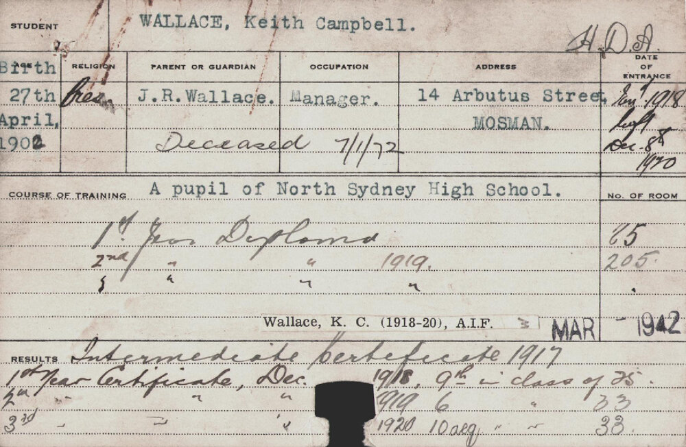 Wallace, Keith Campbell (Hawkesbury Diploma of Agriculture (HDA))