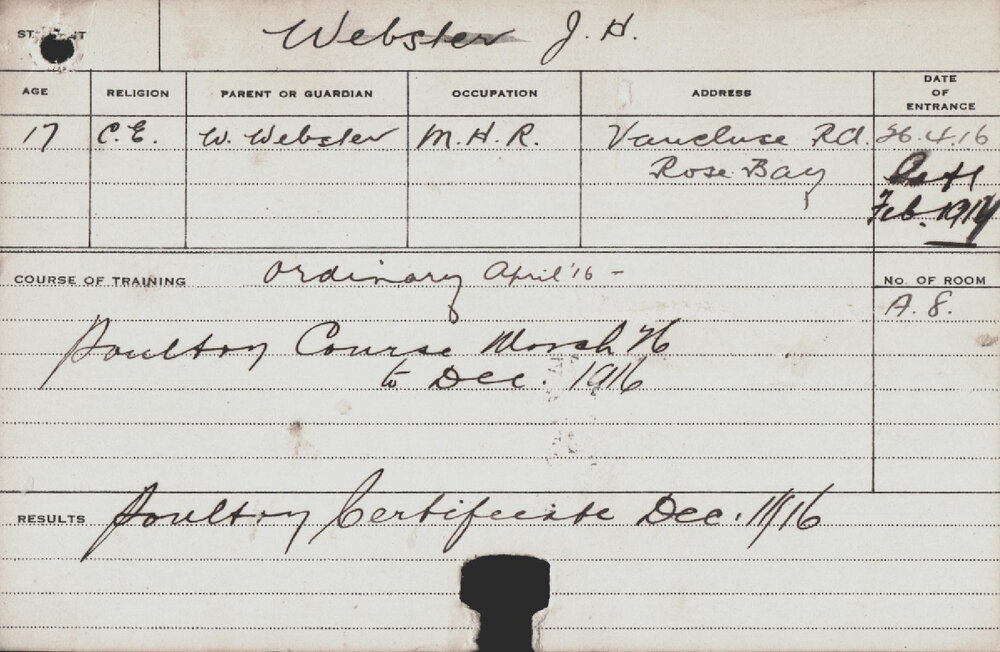 Webster, James Henry (Certificate - Poultry)