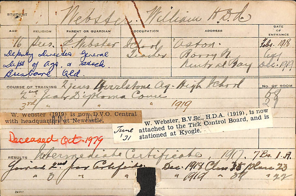 Webster, William (Hawkesbury Diploma of Agriculture (HDA))
