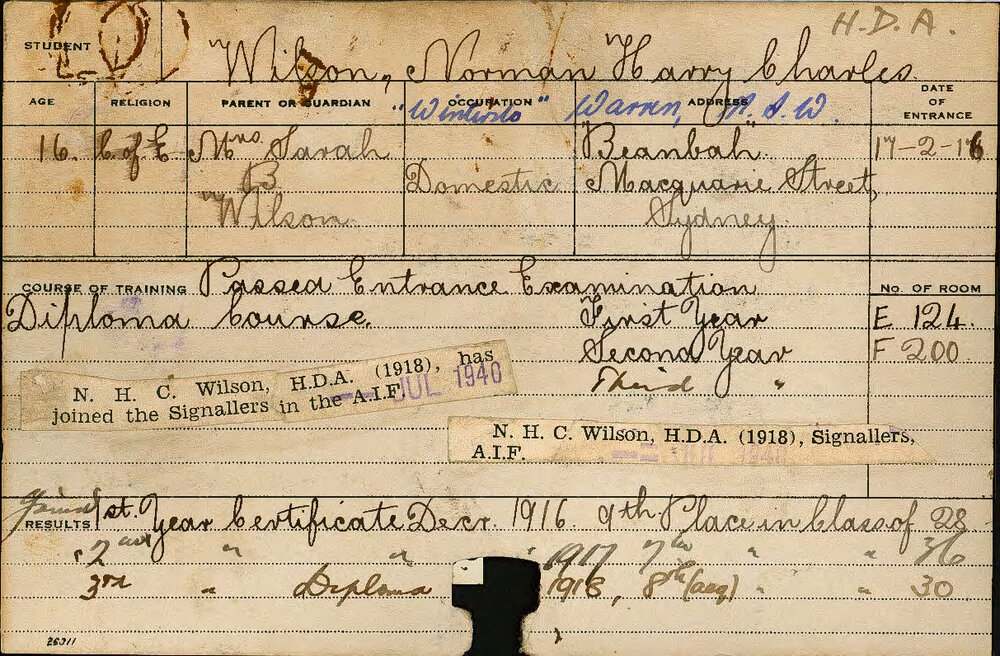 Wilson, Norman Harry Charles (Diploma Course)