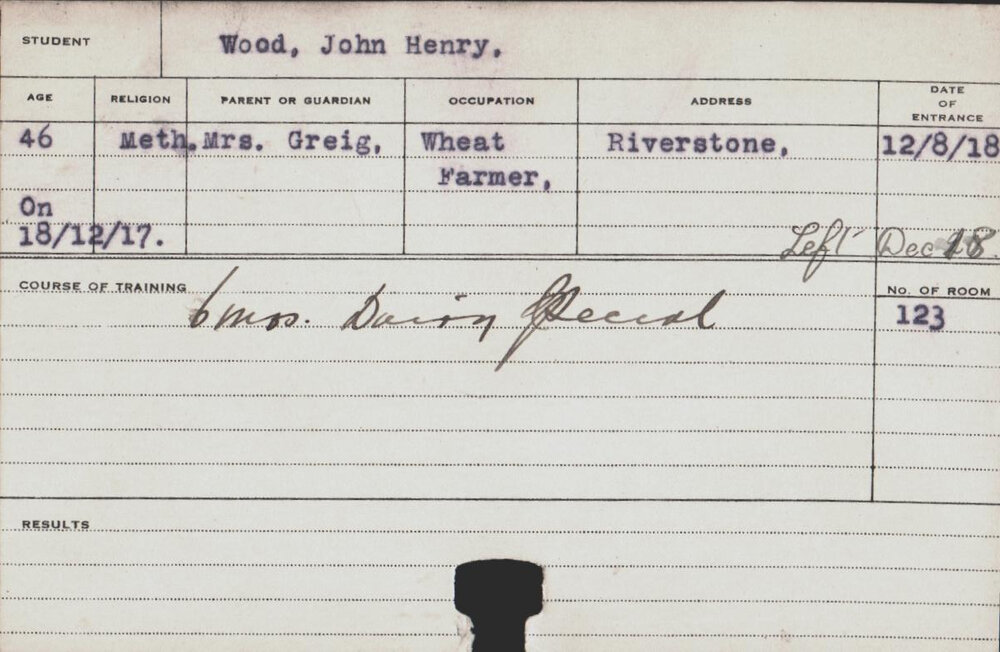 Wood, John Henry (Special Course - Dairy)