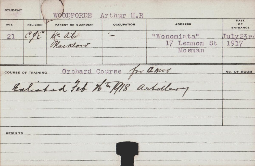 Woodforde, Arthur HR (Orchard Course)