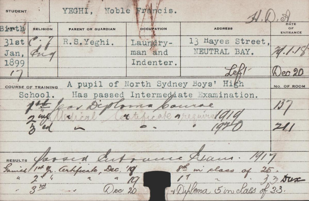 Yeghi, Noble Francis (Hawkesbury Diploma of Agriculture (HDA))