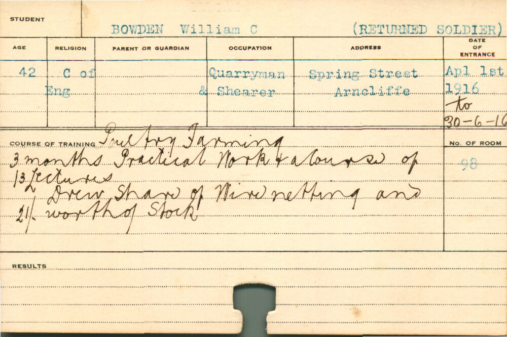 BOWDEN, William C (Short Course - Poultry Farming)