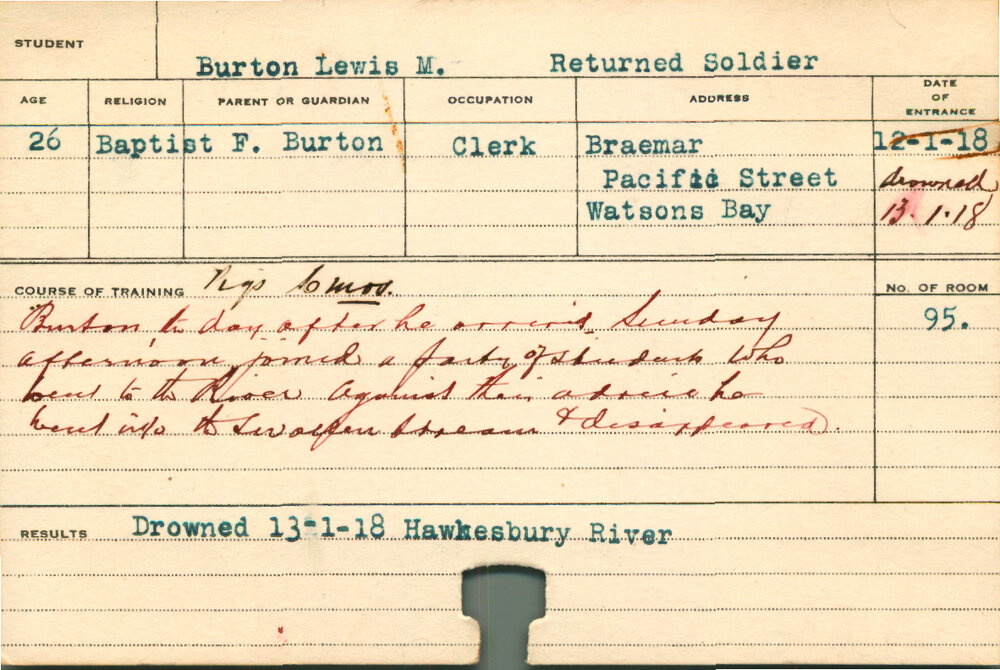 BURTON, Lewis M (Short Course - Pigs &amp; Poultry)