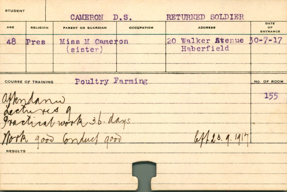 CAMERON, DS (Short Course - Poultry Farming)