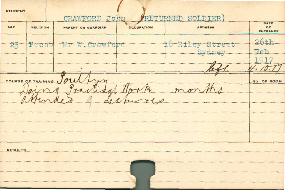 CRAWFORD, John (Short Course - Poultry)