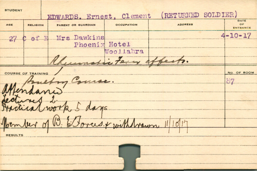 EDWARDS, Ernest Clement (Short Course - Poultry)