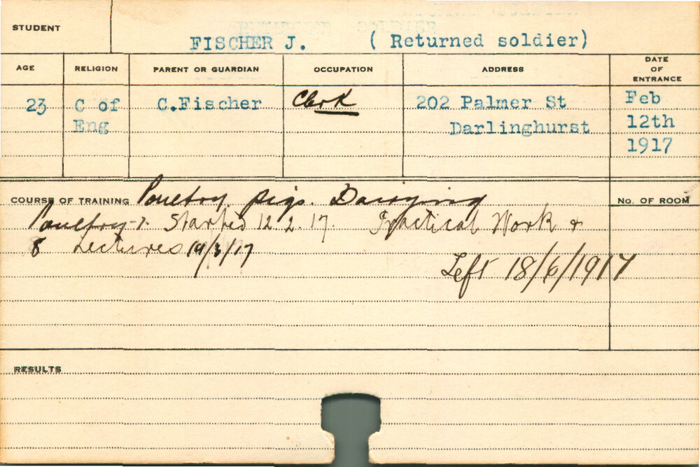 FISCHER, J (Short Course - Poultry, Pigs &amp; Dairying)