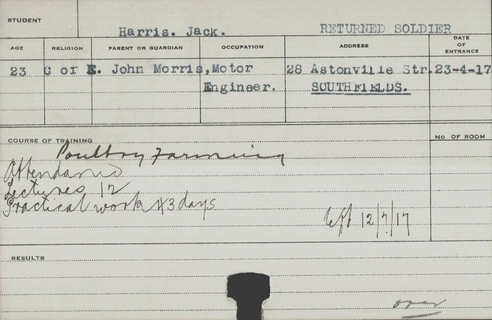 Harris, Jack (Short Course - Poultry Farming)