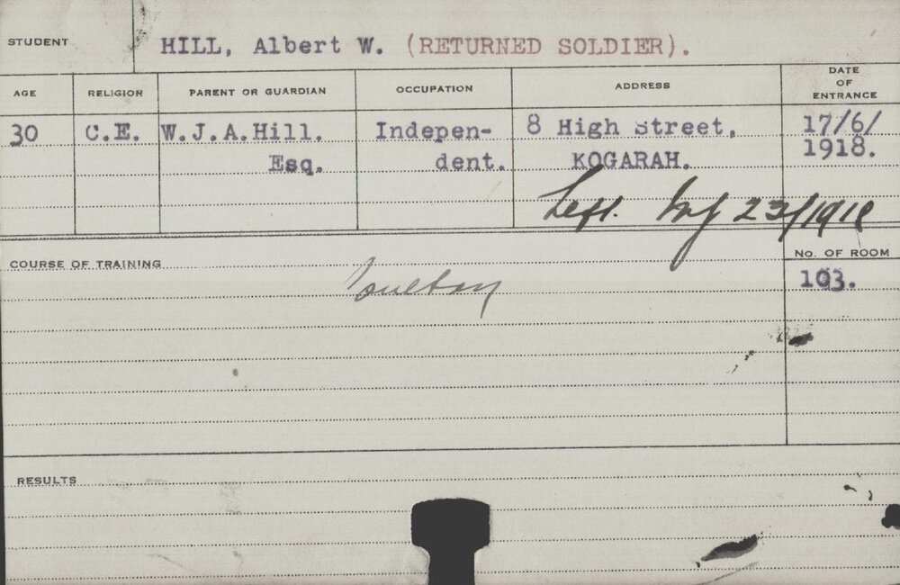 Hill, Albert W (Short Course - Poultry )