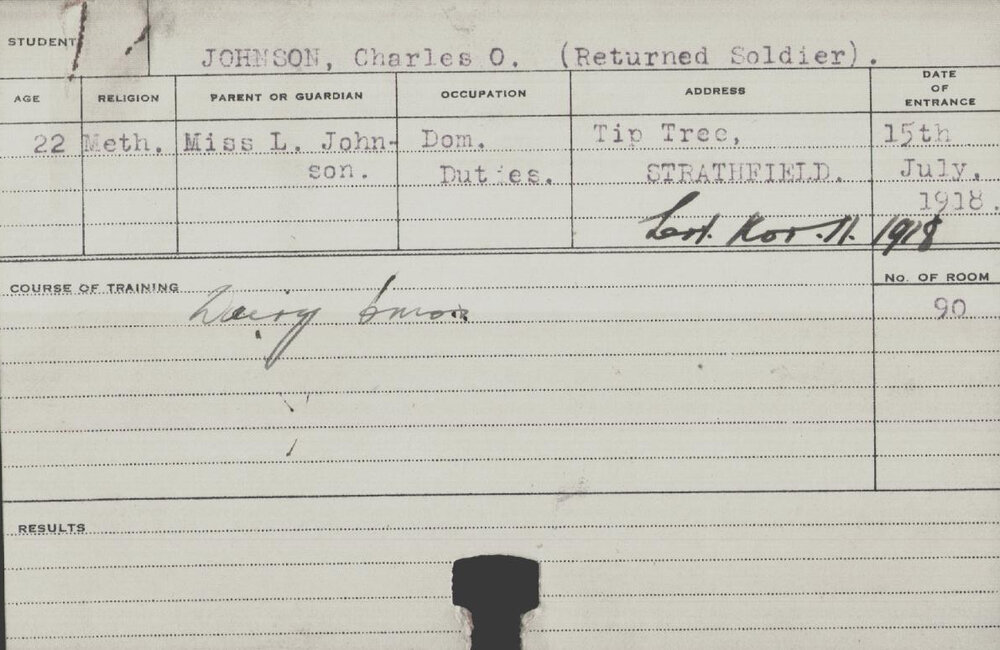 Johnson, Charles O (Short Course - Dairy)