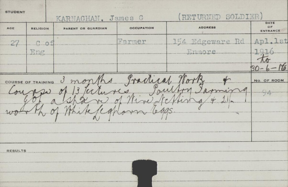 Karnaghan, James G (Short Course - Poultry Farming)
