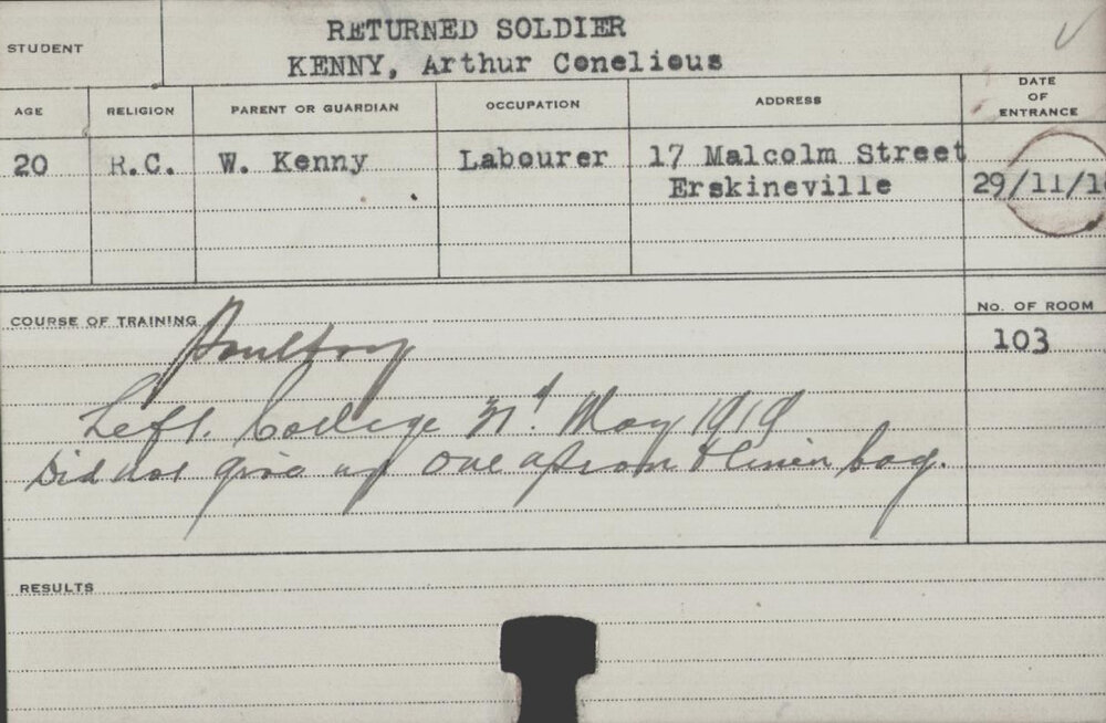 Kenny, Arthur Conelious (Short Course - Poultry)