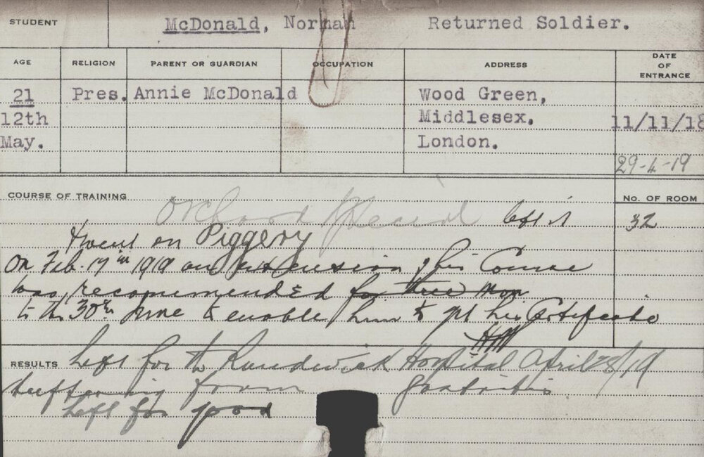 McDonald, Norman (Special Course - Orchard)