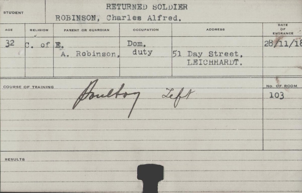 Robinson, Charles Alfred (Short Course - Poultry)