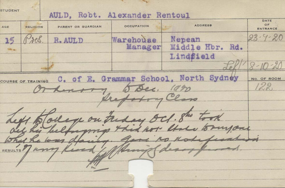 AULD, Robert Alexander Rentoul (Ordinary)