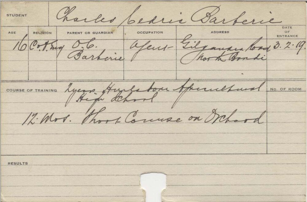 BARBERIE, Charles Cedric (Short Course - Orchard)