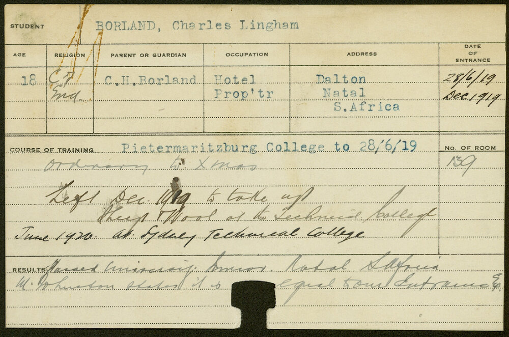 BORLAND, Charles Lingham (Special course - Orchard)