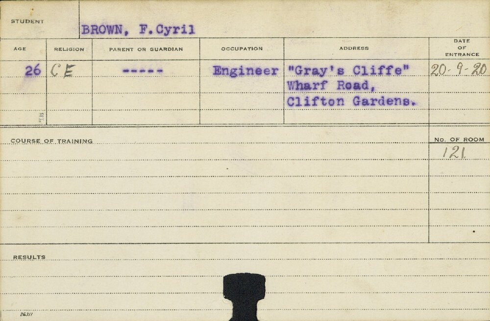 BROWN, F Cyril (Course Not Identified)