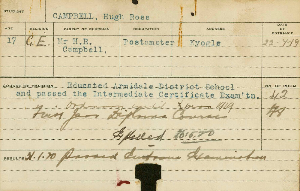 CAMPBELL, Hugh Ross (Hawkesbury Diploma of Agriculture (HDA))