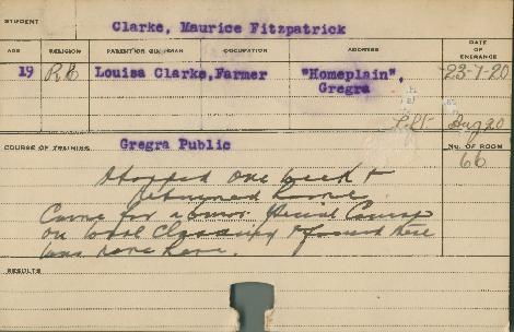 CLARKE, Maurice Fitzpatrick (Special course - Wool Classing)