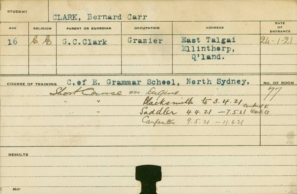 CLARK, Bernard Carr (Short Courses -Equine, Blacksmith, Saddlery &amp; Carpentry)