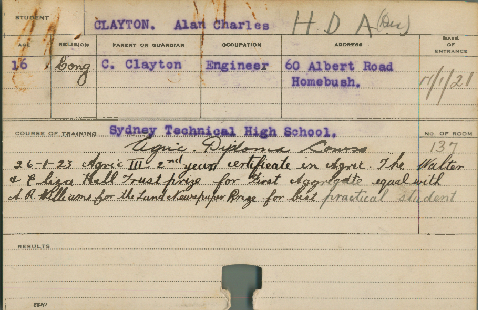 CLAYTON, Alan Charles (Hawkesbury Diploma of Agriculture (HDA) (Dux))