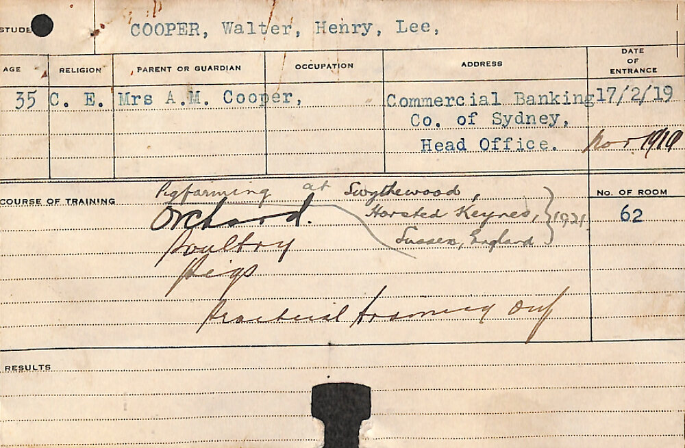 COOPER, Walter Henry Lee (Orchard, Poultry &amp; Pigs)