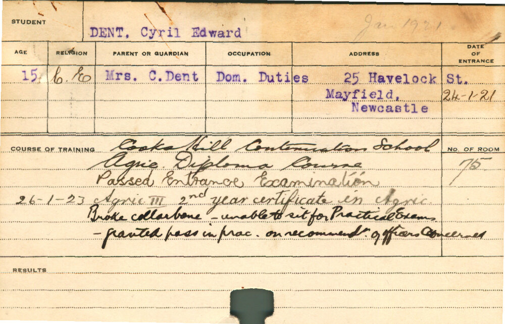 DENT, Cyril Edward (Hawkesbury Diploma of Agriculture (HDA))