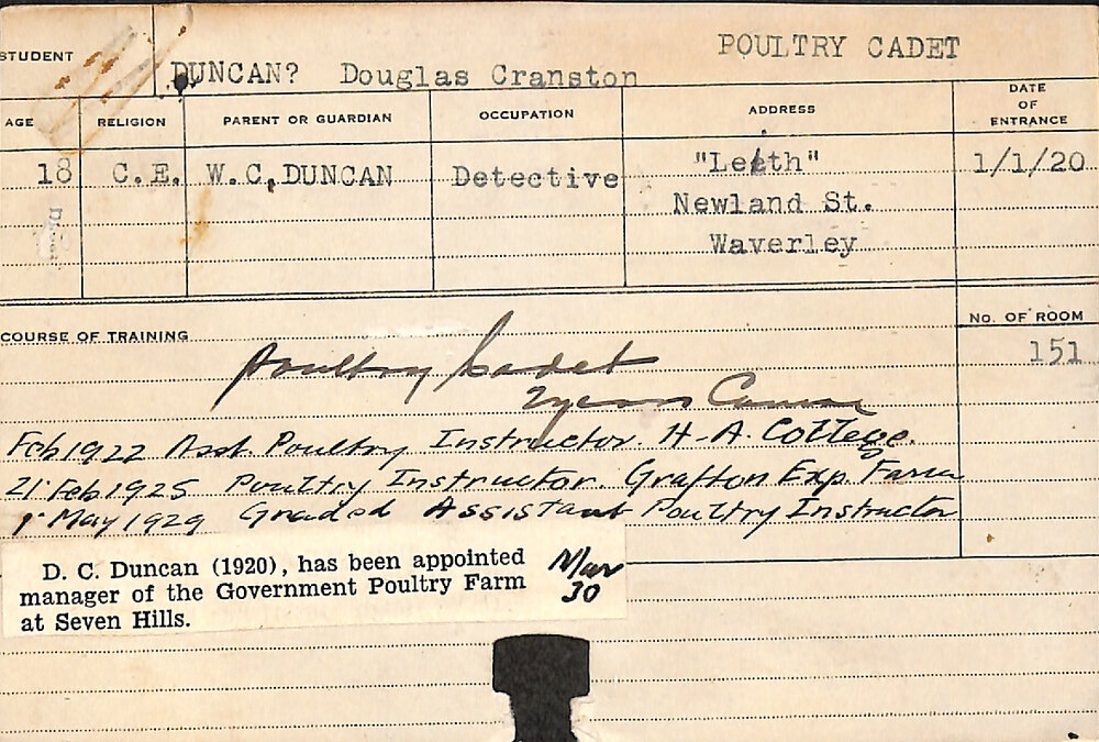 DUNCAN, Douglas Cranston (Poultry Cadet)