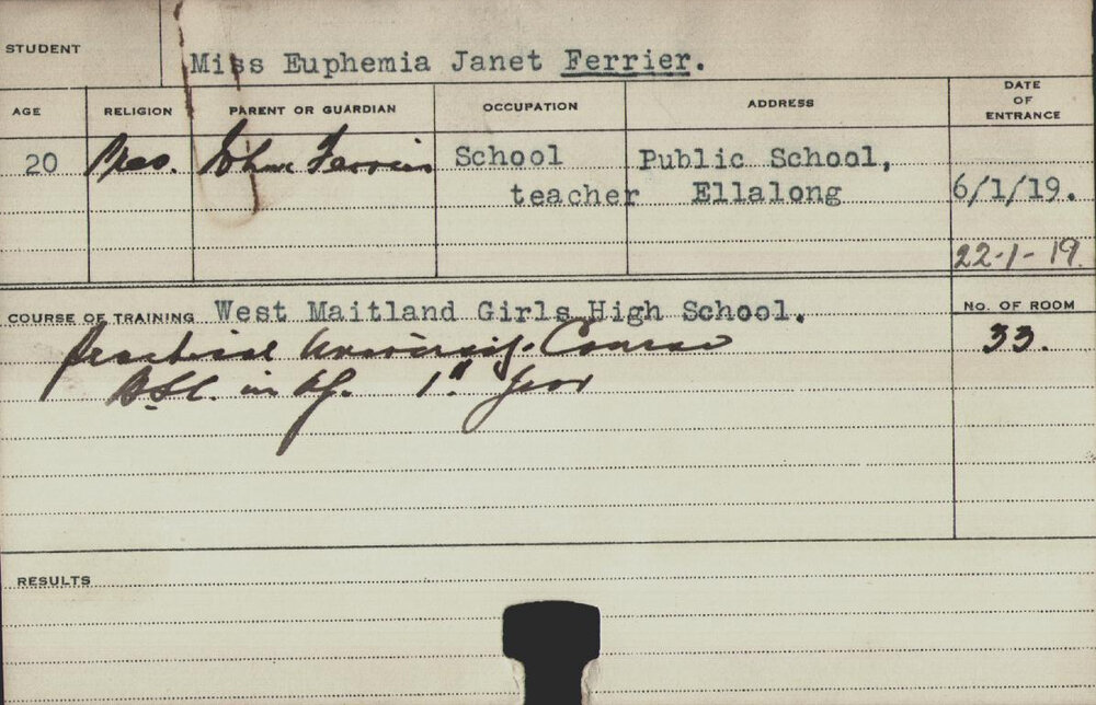 FERRIER, Euphemia Janet (Practical Course)