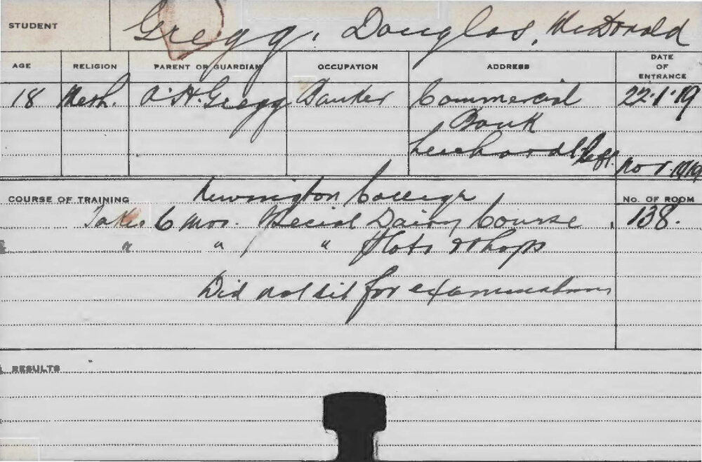 GREGG, Douglas McDonald (Short Course - Dairy and Plots)