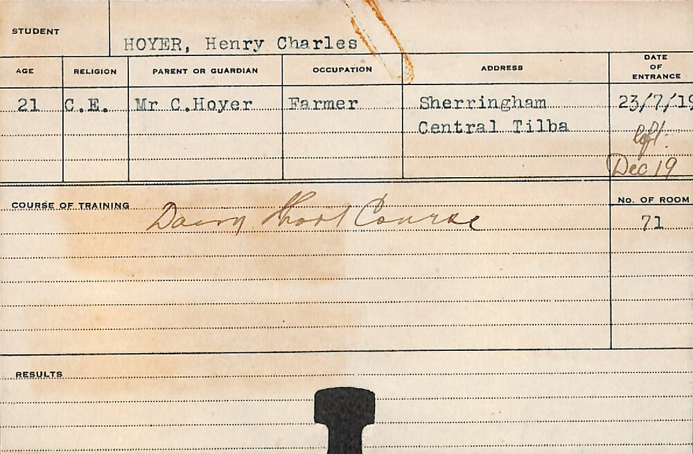 HOYER, Henry Charles (Dairy Short Course)