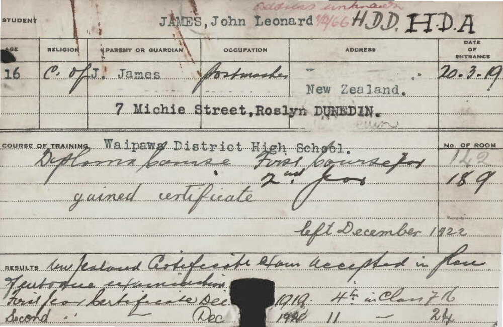 JAMES, John Leonard (Hawkesbury Diploma of Agriculture (HDA)/ Hawkesbury Diploma in Dairy (HDD))