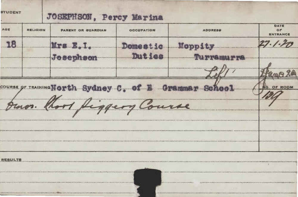 JOSEPHSON, Percy Marina (Short Course - Piggery)