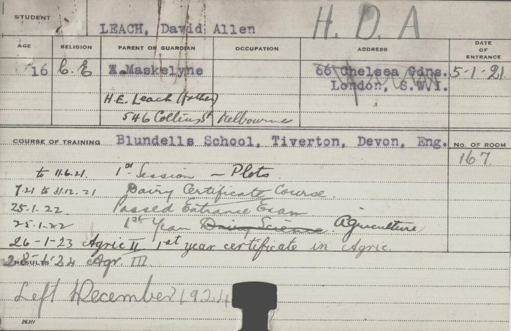 LEACH, David Allen (Hawkesbury Diploma of Agriculture (HDA))