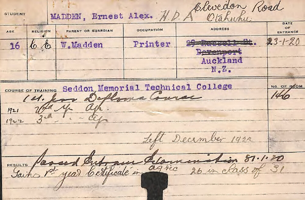 MADDEN, Ernest Alex (Hawkesbury Diploma of Agriculture (HDA))