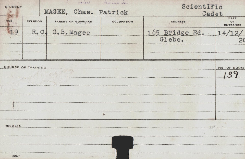MAGEE, Charles Patrick (Scientific Cadet)