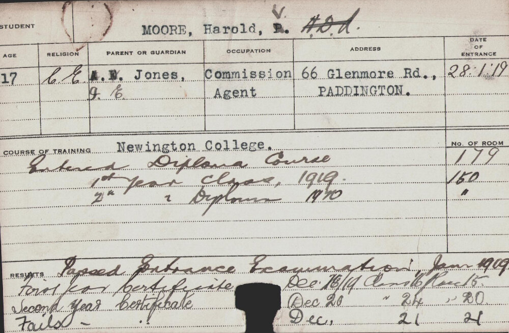 MOORE, Harold V (Hawkesbury Diploma of Agriculture (HDA))