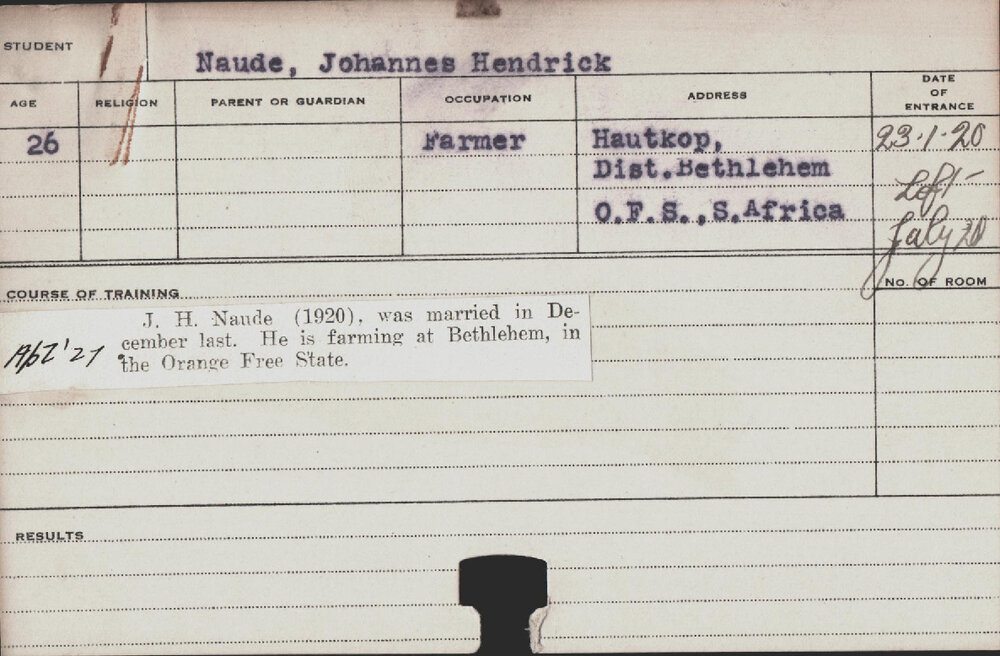 NAUDE, Johannes Hendrick (Diploma)