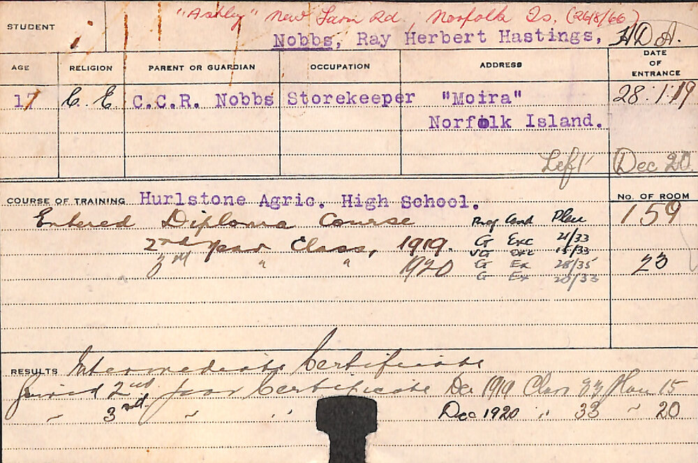 NOBBS, Ray Herbert Hastings (Hawkesbury Diploma of Agriculture (HDA))
