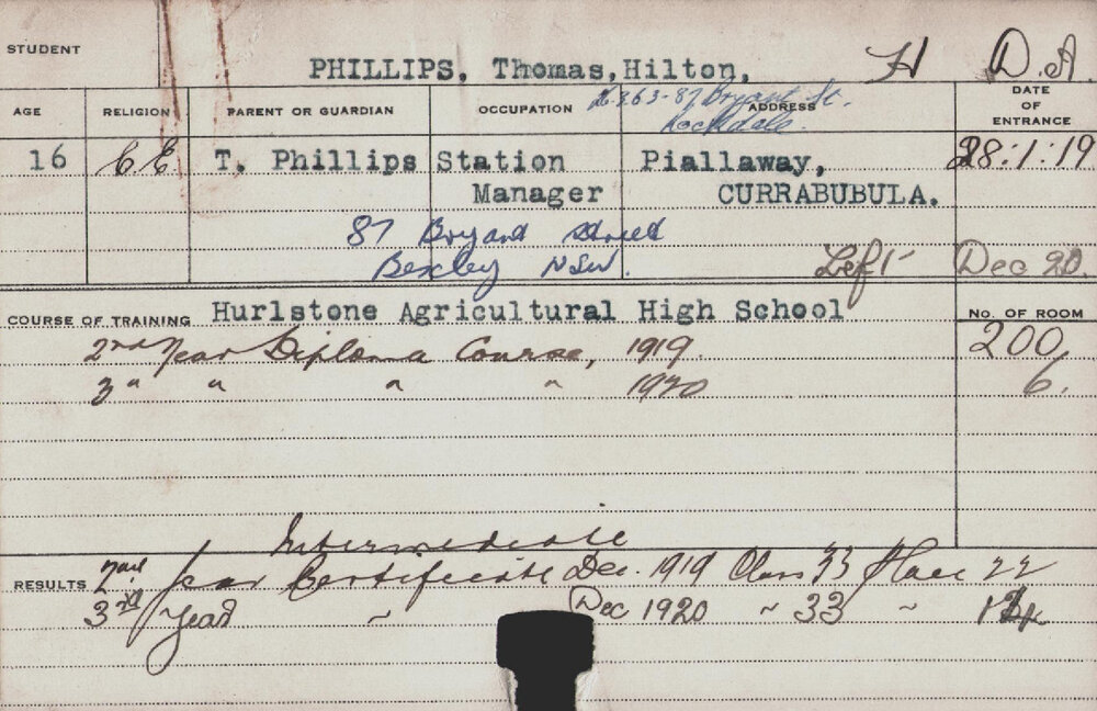 PHILLIPS, Thomas Hilton (Hawkesbury Diploma of Agriculture (HDA))